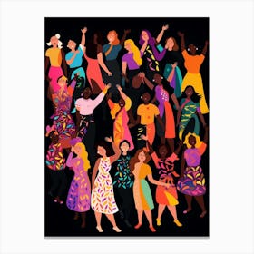 Body Positivity We All Stand Together Boho Illustration 2 Canvas Print