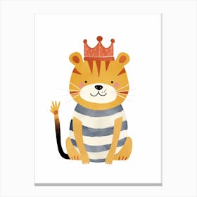Little Siberian Tiger 2 Wearing A Crown Canvas Print