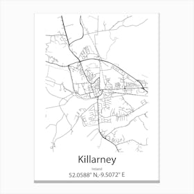 Killarney,Ireland Minimalist Map Canvas Print