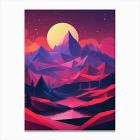 Minimalist Landscape Red Geometric Purple Low Poly (13) Canvas Print