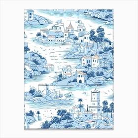 Dubrovnik In Croatia, Inspired Travel Pattern 2 Canvas Print