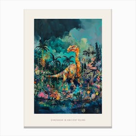 Dinosaur Ancient Ruins Painting 2 Poster Canvas Print