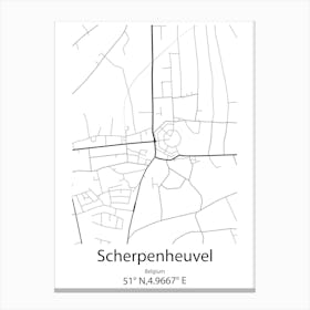 Scherpenheuvel,Belgium Minimalist Map Canvas Print