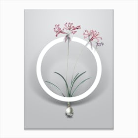Vintage Nerine Minimalist Flower Geometric Circle on Soft Gray n.0368 Canvas Print