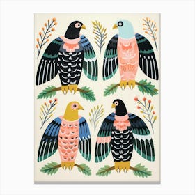 Folk Style Bird Painting Bald Eagle 3 Canvas Print