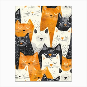 Repeatable Artwork With Cute Cat Faces 10 Canvas Print