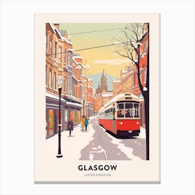Vintage Winter Travel Poster Glasgow United Kingdom 2 Canvas Print