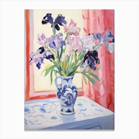 A Vase With Iris, Flower Bouquet 4 Canvas Print