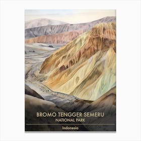Bromo Tengger Semeru National Park Indonesia Watercolour 2 Canvas Print