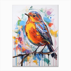Colourful Bird Painting Robin 4 Canvas Print