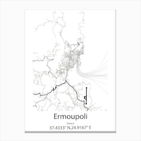 Ermoupoli,Greece Minimalist Map Canvas Print