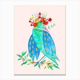 Bird In A Flower Crown Canvas Print