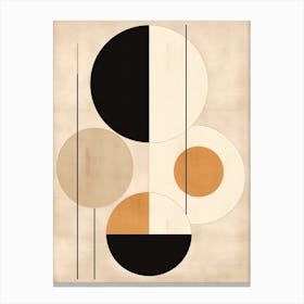 Beige Odyssey: Geometric Bauhaus Circles Canvas Print