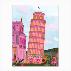 Pisa In Pink Canvas Print
