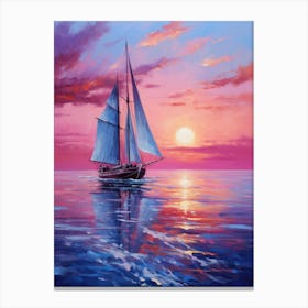 Sailboat At Sunset 9 Canvas Print