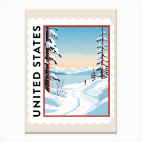 Retro Winter Stamp Poster Lake Tahoe United States Canvas Print