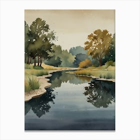 Watercolor Of A River Canvas Print