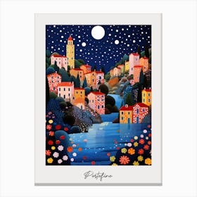 Poster Of Portofino, Italy, Illustration In The Style Of Pop Art 3 Canvas Print