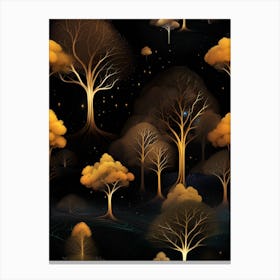 Golden Trees In The Night Canvas Print