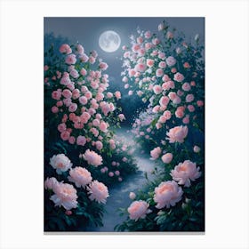 Rose Garden At Night Canvas Print