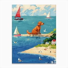 Dog On The Beach 4 Canvas Print