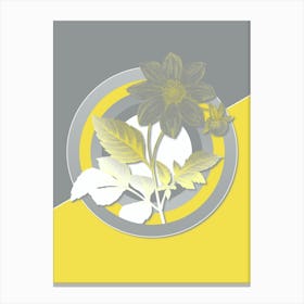 Vintage Dahlia Simplex Botanical Geometric Art in Yellow and Gray n.403 Canvas Print