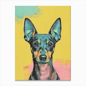 Miniature Pinscher Dog Pastel Line Watercolour Illustration  2 Canvas Print