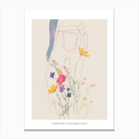Everything Is Blooming Again Poster Floral Blue Jeans Line Art 9 Canvas Print