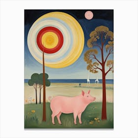 Pig In The Moonlight 2 Canvas Print