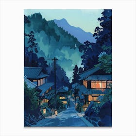 Kiso Valley Japan 2 Retro Illustration Canvas Print