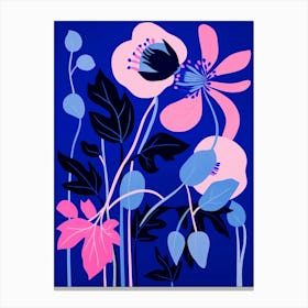 Blue Flower Illustration Fuchsia 1 Canvas Print