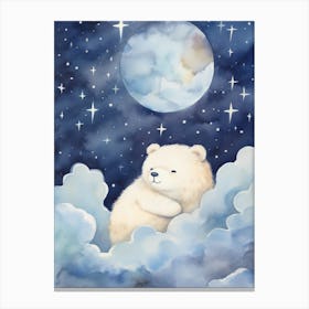 Baby Polar Bear 1 Sleeping In The Clouds Canvas Print