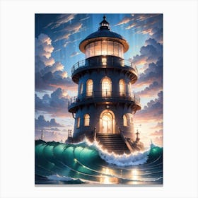 A Lighthouse In The Middle Of The Ocean 72 Canvas Print