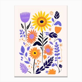 Sunflowers And Leaves Canvas Print