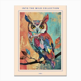 Kitsch Colourful Owl Collage 4 Poster Canvas Print