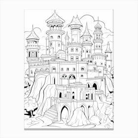 The Sultan S Palace (Aladdin) Fantasy Inspired Line Art 4 Canvas Print