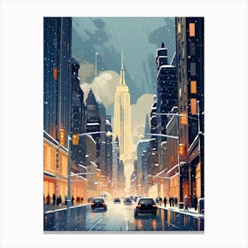 Winter Travel Night Illustration New York City Usa 3 Canvas Print
