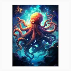 Octopus In The Sea Canvas Print