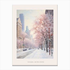 Dreamy Winter Painting Poster Chicago Usa 2 Canvas Print