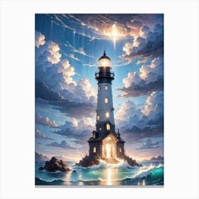 A Lighthouse In The Middle Of The Ocean 53 Canvas Print