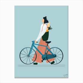 Girl On Bike Canvas Print