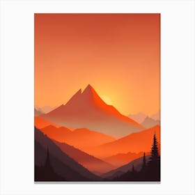 Misty Mountains Vertical Composition In Orange Tone 271 Canvas Print