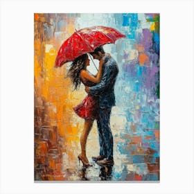 Kissing Under An Umbrella Canvas Print