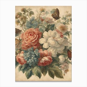 Flowers And Butterflies Canvas Print