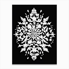 Winter Snowflake Pattern, Snowflakes, Linocut 5 Canvas Print