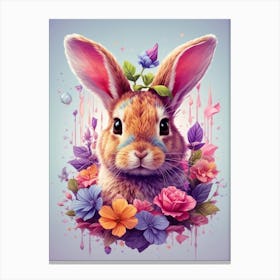 Bunny With Flowers Canvas Print