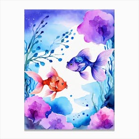 Twin Goldfish Watercolor Painting (76) Canvas Print