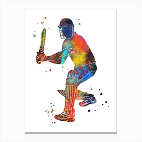 Cricket Batsman Playing A Stroke Canvas Print