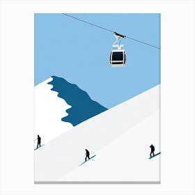 Jackson Hole, Usa Minimal Skiing Poster Canvas Print