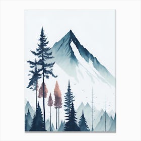 Mountain And Forest In Minimalist Watercolor Vertical Composition 141 Canvas Print